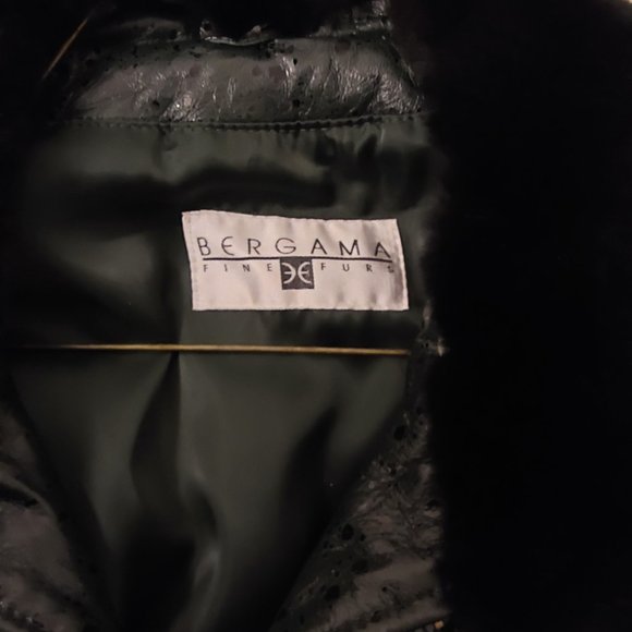 Bergama fine furs leather jacket ladies size xl dark green - Picture 3 of 4